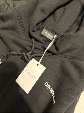 Off-White Black Crewneck Hoodie with White Logo